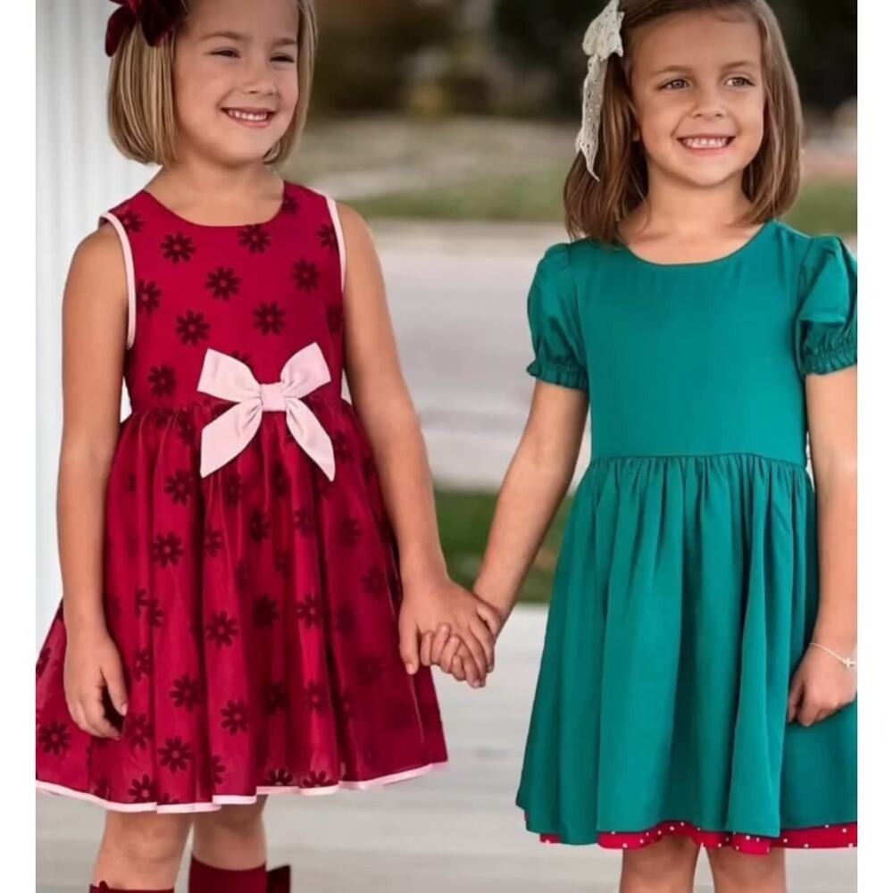 NEW Finding Foxtale Girls Enchanting Dress Size 6 Red Pink Bow Twirl Holiday‎